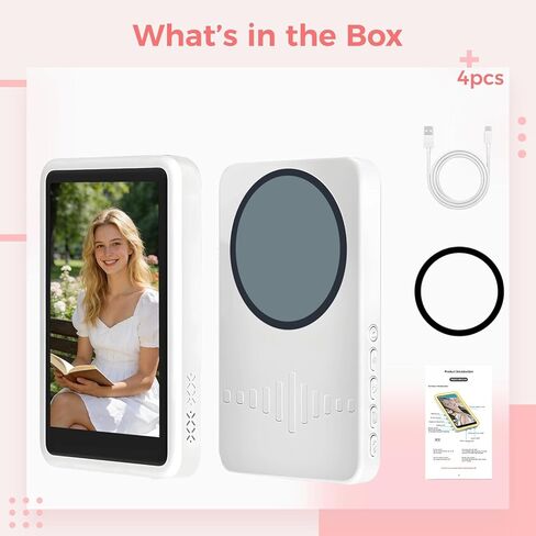 Wireless Back Camera Monitor, IPS Vlog Selfie Screen with 4K 30Fps, Strong Attachment, Adjustable Fill Light, Wireless Remote, 2000Mah Battery, Type-C Charge, White in Kuwait