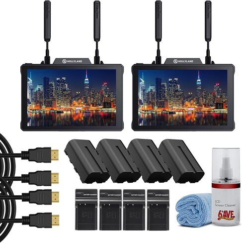 مجموعة جهاز إرسال واستقبال الفيديو اللاسلكي Hollyland Pyro 7 مقاس 7 بوصات HDMI SDI Field Monitor نطاق 1300 قدم 60 مللي ثانية مجموعة نقل فيديو ثنائي النطاق (عبوتان) مع + كابل HDMI + بطارية وشاحن + المزيد in Kuwait