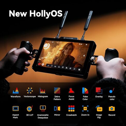 مجموعة جهاز إرسال واستقبال الفيديو اللاسلكي Hollyland Pyro 7 مقاس 7 بوصات HDMI SDI Field Monitor نطاق 1300 قدم 60 مللي ثانية مجموعة نقل فيديو ثنائي النطاق (عبوتان) مع + كابل HDMI + بطارية وشاحن + المزيد in Kuwait