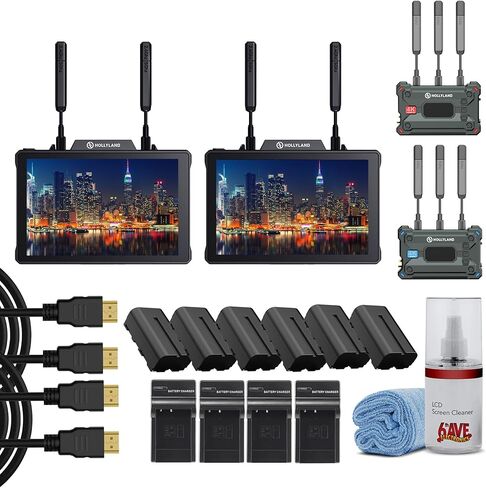 HollyView Hollyland Pyro 7 مجموعة أدوات مراقبة جهاز الإرسال والاستقبال اللاسلكي من 2 Pyro S 4K HDMI SDI نظام نقل الفيديو اللاسلكي + كابل HDMI + مجموعة تنظيف LCD + بطارية وشاحن in Kuwait