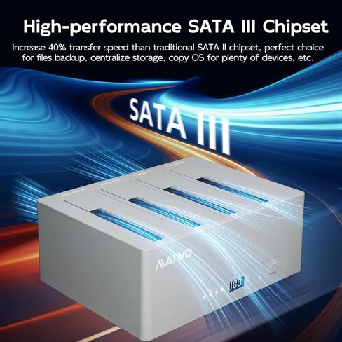 MAIWO 4 Bay Hard Drive Cloner، محطة إرساء SATA SSD/HDD مقاس 2.5/3.5 بوصة مع استنساخ دون اتصال بالإنترنت، ومحول USB 3.0 إلى SATA بسرعة 5 جيجابت في الثانية مع UASP، ومجموعة شرائح SATA III، بسعة تصل إلى 96 تيرابايت in Kuwait