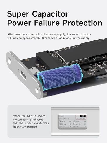 حاوية SSD من Hagibis، حافظة من الألومنيوم بسرعة 10 جيجابت في الثانية M.2 NVMe SSD، شاشة حبر بمكثف فائق USB 3.2 Gen 2 إلى PCI-E NVMe M وB&M حاوية SSD خارجية لـ 2230/2242/2260/2280 SSDs 9210CN in Kuwait