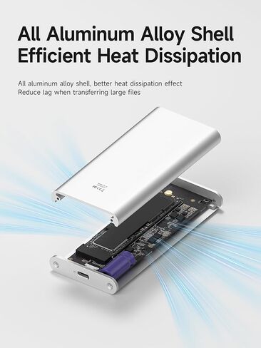حاوية SSD من Hagibis، حافظة من الألومنيوم بسرعة 10 جيجابت في الثانية M.2 NVMe SSD، شاشة حبر بمكثف فائق USB 3.2 Gen 2 إلى PCI-E NVMe M وB&M حاوية SSD خارجية لـ 2230/2242/2260/2280 SSDs 9210CN in Kuwait