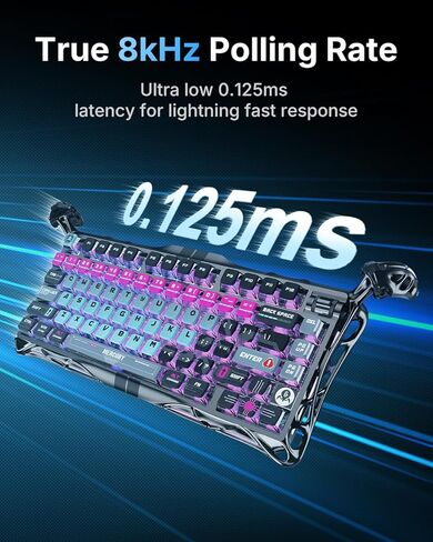 لوحة مفاتيح GravaStar Mercury V75Pro HE - لوحة مفاتيح ألعاب ذات تخطيط 75%، مفاتيح مغناطيسية بتأثير القاعة، سلكية فقط، قابلة للتبديل السريع، اقتراع 8000 هرتز، منطقة RGB مزدوجة، إطار شبه ألومنيوم مع Cyberpunk in Kuwait