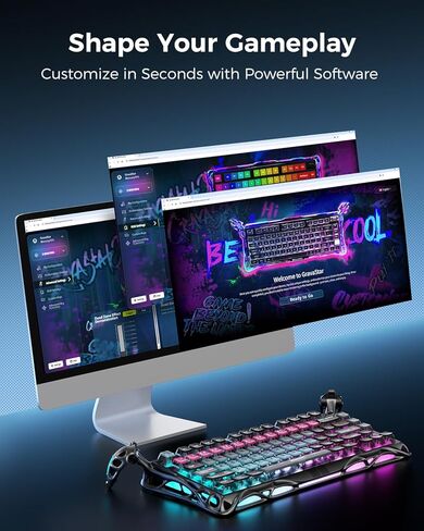 لوحة مفاتيح GravaStar Mercury V75Pro HE - لوحة مفاتيح ألعاب ذات تخطيط 75%، مفاتيح مغناطيسية بتأثير القاعة، سلكية فقط، قابلة للتبديل السريع، اقتراع 8000 هرتز، منطقة RGB مزدوجة، إطار شبه ألومنيوم مع Cyberpunk in Kuwait