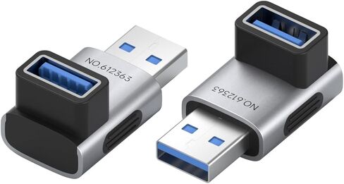 USB 3.2 Adapter 2 Pack, 90 Degree Right and Left Angle USB A Male to Female Connector OTG Adapter Cable Extender for Laptops Charger PC Car Mouse Keyboard (Middle Back) in Kuwait