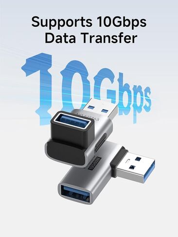 USB 3.2 Adapter 2 Pack, 90 Degree Right and Left Angle USB A Male to Female Connector OTG Adapter Cable Extender for Laptops Charger PC Car Mouse Keyboard (Middle Back) in Kuwait