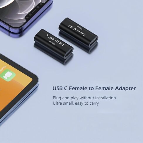 موصل POHFP USB C أنثى إلى أنثى، 10 عبوات USBC تدعم نقل البيانات بسرعة تصل إلى 10 جيجابت في الثانية والشحن السريع 100 وات in Kuwait