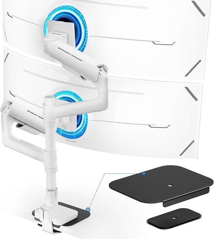 Ares Wing Vertical Dual Monitor Arm & Steel Monitor Mount Reinforcement Plate for 49'' and 44 Lbs Ultrawide Screen in Kuwait