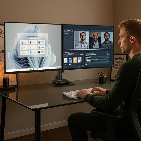 Ares Wing Vertical Dual Monitor Arm & Steel Monitor Mount Reinforcement Plate for 49'' and 44 Lbs Ultrawide Screen in Kuwait