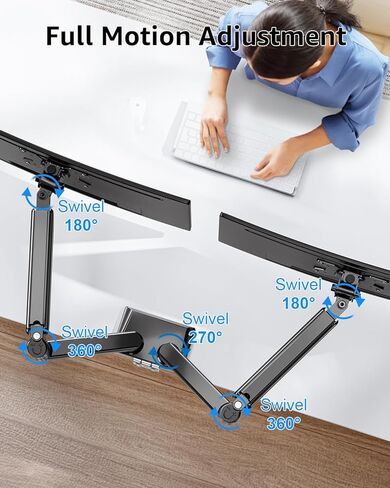 Dual Monitor Stand fits up to 32 inch and Desk C-Clamp Extension for Max 6 inch Thick Desktops in Kuwait