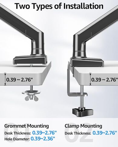 Dual Monitor Stand fits up to 32 inch and Desk C-Clamp Extension for Max 6 inch Thick Desktops in Kuwait
