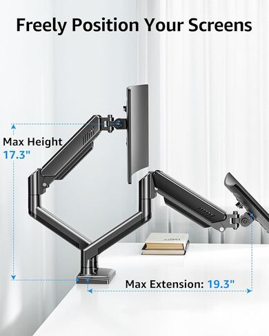 Dual Monitor Stand fits up to 32 inch and Desk C-Clamp Extension for Max 6 inch Thick Desktops in Kuwait