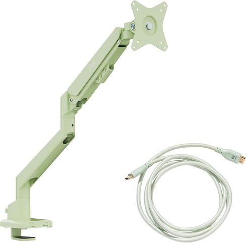 Pixio PS1S Wave Mint Green Single Monitor Arm with Mint Green HDMI 2.1 Cable Ultra Certified Ultra High Speed 10FT 8K 60Hz 4K 120Hz Nylon Braided in Kuwait