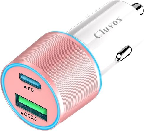 محول شاحن سيارة USB C بقدرة 38 وات، ومنافذ USB-C سريعة 20 وات ومنافذ QC3.0 سريعة 18 وات، ومحول ولاعة سجائر 12 فولت لهواتف iPhone 17/16 /15 وSamsung S26 وGoogle Pixel وهواتف Android وإكسسوارات السيارات للنساء - وردي in Kuwait