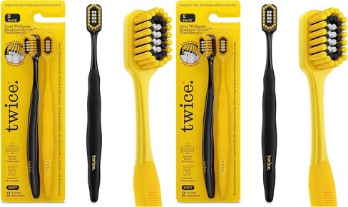 TWICE Soft Stadium Bristle Toothbrush – Innovative 3-Tier Soft Bristles that Helps Remove Plaque by Hugging to Teeth & Gums for a Deep Clean, 2 Count in Saudi Arabia