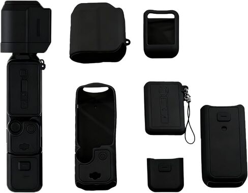 Replacement Pocket 3 Silicone case, Soft Silicone case, Anti-Scratch Sleeve Skin, Screen Protector, Compatible with DJI OSMO Pocket 3 Creator Combination Accessories (Black) in Saudi Arabia