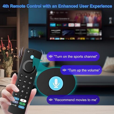 جهاز تحكم عن بعد بديل مع صوت لجهاز وسائط Amazon Fire TV Stick & Cube (الجيل الأول والثاني والثالث)، متوافق مع Amazon Omni و2-Series و4-Series وجميع العلامات التجارية Fire TV Edition Smart TVs in Kuwait