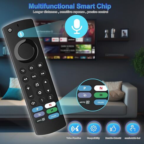جهاز تحكم عن بعد بديل مع صوت لجهاز وسائط Amazon Fire TV Stick & Cube (الجيل الأول والثاني والثالث)، متوافق مع Amazon Omni و2-Series و4-Series وجميع العلامات التجارية Fire TV Edition Smart TVs in Kuwait