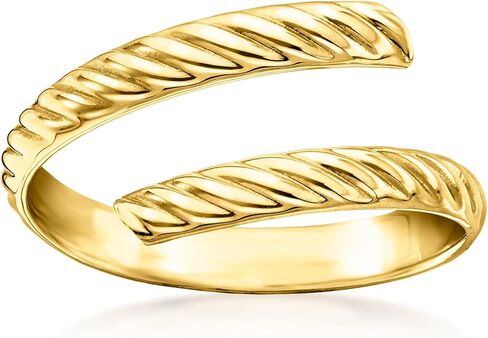 Ross-Simons Italian 14kt Yellow Gold Ribbed Bypass Ring in Saudi Arabia