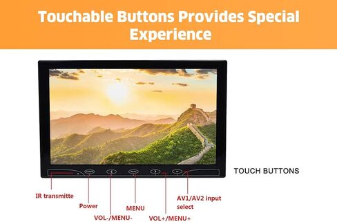 شاشة HDMI صغيرة مقاس 10.1 بوصة، شاشة كاميرا مراقبة CCTV مع مدخل VGA AV، شاشة عرض LED عالية الدقة 1024x600، زر لمس، مكبر صوت مدمج لألعاب DVR NVR Raspberry Pi PC in Kuwait