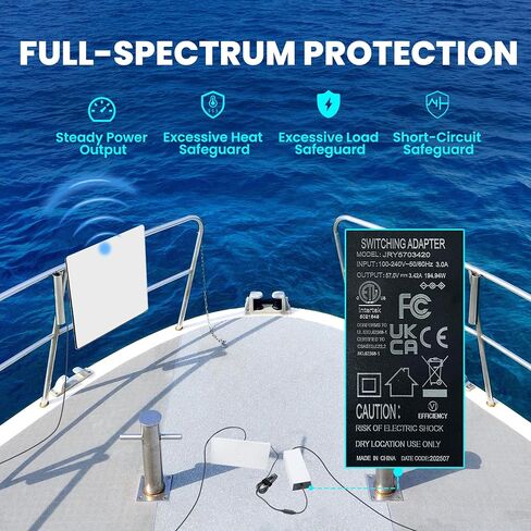 محول إمداد الطاقة Starlink Gen3 - مدخل 100-240 فولت، مخرج 57 فولت/3.42 أمبير محول AC-DC (شاحن 195 واط) مع كابل تيار مستمر 6.6 قدم ومنفذ مقاوم للماء يدعم كابل تمديد يصل إلى 200 قدم in Kuwait