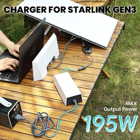 محول إمداد الطاقة Starlink Gen3 - مدخل 100-240 فولت، مخرج 57 فولت/3.42 أمبير محول AC-DC (شاحن 195 واط) مع كابل تيار مستمر 6.6 قدم ومنفذ مقاوم للماء يدعم كابل تمديد يصل إلى 200 قدم in Kuwait