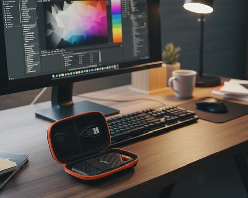 حقيبة سفر واقية صلبة متوافقة مع SanDisk Extreme Pro/SanDisk Portable SSD 1TB 2TB 4TB 500GB/Crucial X10 X9 محرك الحالة الصلبة الخارجي، أسود وبرتقالي in Kuwait