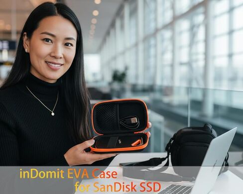 حقيبة سفر واقية صلبة متوافقة مع SanDisk Extreme Pro/SanDisk Portable SSD 1TB 2TB 4TB 500GB/Crucial X10 X9 محرك الحالة الصلبة الخارجي، أسود وبرتقالي in Kuwait