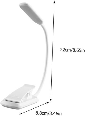 USB Rechargeable LED Eye-Care Book Light Clamp Lamp White 88x40x220mm for Reading Desk Dormitory Home Office Lighting in Kuwait