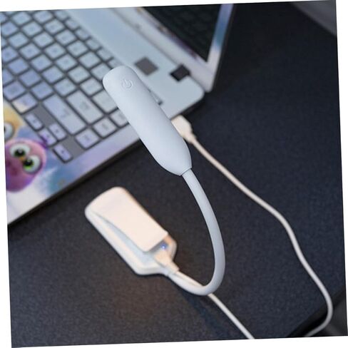 USB Rechargeable LED Eye-Care Book Light Clamp Lamp White 88x40x220mm for Reading Desk Dormitory Home Office Lighting in Kuwait