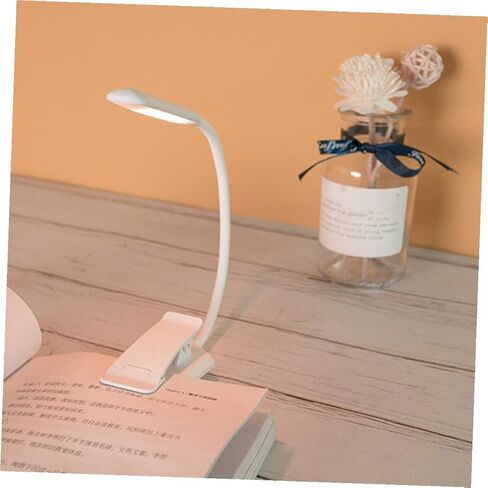 USB Rechargeable LED Eye-Care Book Light Clamp Lamp White 88x40x220mm for Reading Desk Dormitory Home Office Lighting in Kuwait
