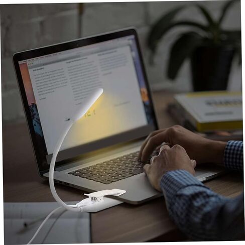 USB Rechargeable LED Eye-Care Book Light Clamp Lamp White 88x40x220mm for Reading Desk Dormitory Home Office Lighting in Kuwait