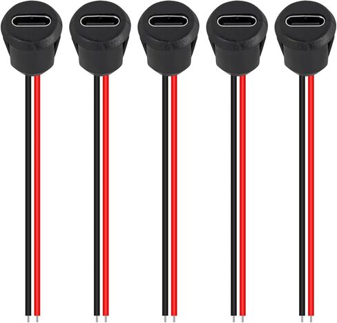 5 قطعة 2Pin USB موصل Type-C مقاوم للماء مع مقبس أنثى شحن سريع جاك ميناء USB-C قابس الشاحن in Kuwait