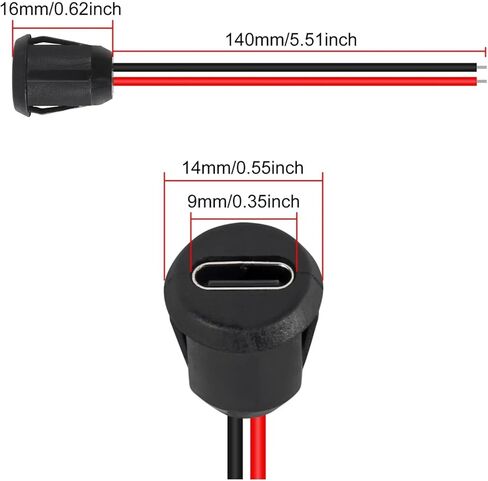 5 قطعة 2Pin USB موصل Type-C مقاوم للماء مع مقبس أنثى شحن سريع جاك ميناء USB-C قابس الشاحن in Kuwait