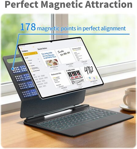 Keyboard Case for Galaxy Tab S11/S10/S9/S8 Ultra 14.6-inch with S Pen Holder, Magic-Style Floating Cantilever with Battery Display, AI Key Ready, Dex Mode, 3-Level 7-Color Backlit, Black in Kuwait