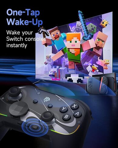 EasySMX S10 Controller for Switch 2/Switch/PC, One-Key Wake-Up, TMR Anti-Drift Joystick, Mechanical Buttons, 6-Axis Gyro, Bluetooth, RGB, Swappable D-Pad & Faceplates in Kuwait