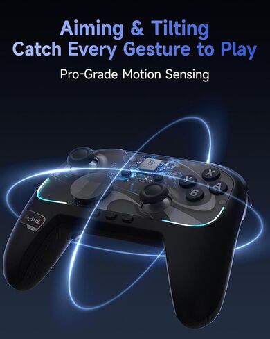 EasySMX S10 Controller for Switch 2/Switch/PC, One-Key Wake-Up, TMR Anti-Drift Joystick, Mechanical Buttons, 6-Axis Gyro, Bluetooth, RGB, Swappable D-Pad & Faceplates in Kuwait