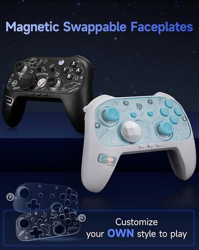 EasySMX S10 Controller for Switch 2/Switch/PC, One-Key Wake-Up, TMR Anti-Drift Joystick, Mechanical Buttons, 6-Axis Gyro, Bluetooth, RGB, Swappable D-Pad & Faceplates in Kuwait