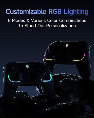 EasySMX S10 Controller for Switch 2/Switch/PC, One-Key Wake-Up, TMR Anti-Drift Joystick, Mechanical Buttons, 6-Axis Gyro, Bluetooth, RGB, Swappable D-Pad & Faceplates in Kuwait