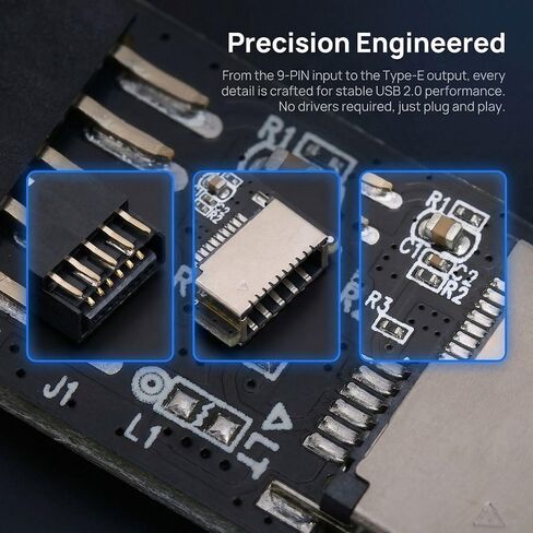 محول USB 2.0 إلى النوع E - لوحة أم ذات 9 سنون إلى محول اللوحة الأمامية من النوع C، هيكل معدني متين لأجهزة الكمبيوتر الشخصية in Kuwait