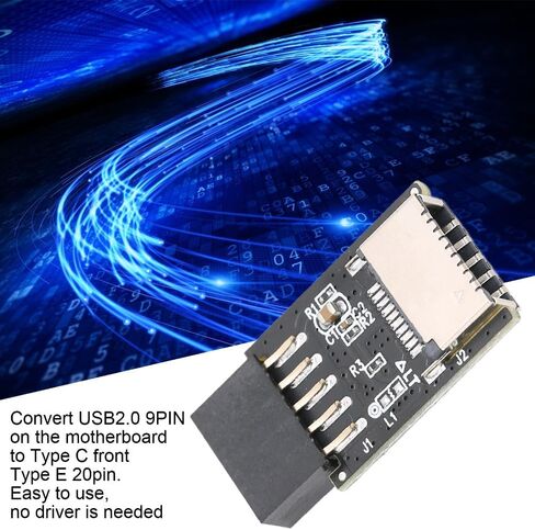 محول USB 2.0 إلى النوع E - لوحة أم ذات 9 سنون إلى محول اللوحة الأمامية من النوع C، هيكل معدني متين لأجهزة الكمبيوتر الشخصية in Kuwait