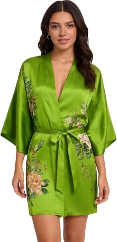 Kwedhonjh women's 100% silk kimono, short bathrobe pajamas, kimono pajamas in Saudi Arabia