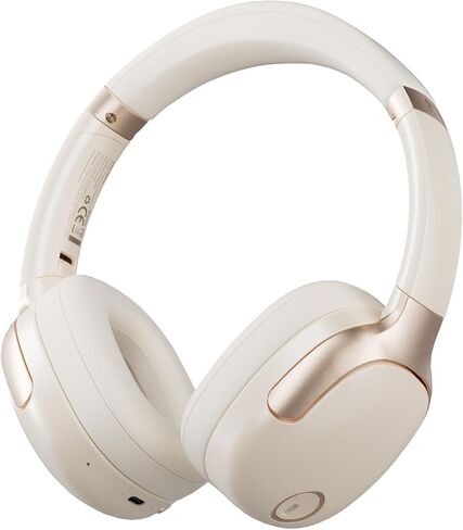 Hybrid Active Noise Cancelling Headphones, Wireless Over Ear Bluetooth, 50H Long ANC Playtime, Rotatable and Foldable, HiFi Audio Deep Bass, Customized EQ via APP, Transparency Mode (Off White) in Kuwait