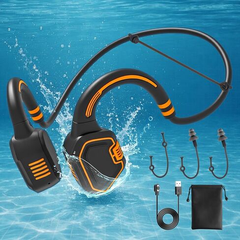 Bone Conduction Swimming Headphones, IP68 Waterproof Open-Ear Bluetooth 5.3 with 32GB MP3 Player in Kuwait