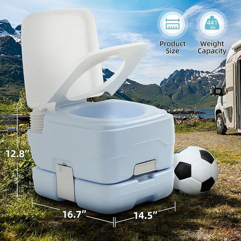 مرحاض تخييم محمول سعة 2.64 جالون من YITAMOTOR، نونية بورتا، مرحاض RV مع مضخة تدفق قوية، صمام منزلق مانع للرائحة، مانع للتسرب للبالغين، المشي لمسافات طويلة، في الهواء الطلق، السفر، أزرق فاتح in Kuwait