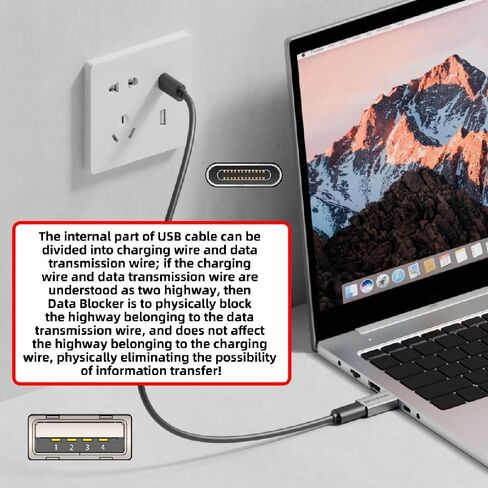 cablecc 4PCS USB Data Blocker Male to Female Type-A to USB-C Only for Power Charge Eliminate Data Risks During Charging Anti-Hacking Protection in Saudi Arabia