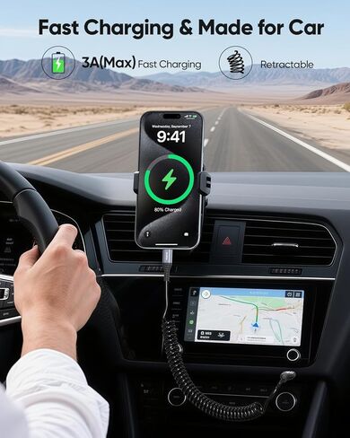 كابل ملفوف USB A إلى USB C بطول 3أقدام، حزمة من قطعتين، كابل USB C ملفوف للشحن السريع للسيارة، كابل Android Auto & CarPlay متوافق مع سلسلة iPhone 16/15، Galaxy S25/S24/S23، MacBook، iPad Pro/Air in Kuwait
