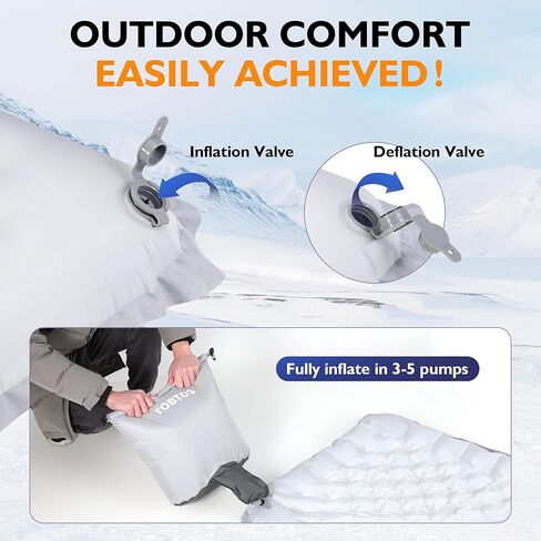 TOBTOS Camping Sleeping Pad with 9.0 R-Value, 4" Thick Inflatable Camping Mattress for All Season, Compact Insulated Sleeping Mat for Backpacking & Hiking (Rectangular) in Saudi Arabia
