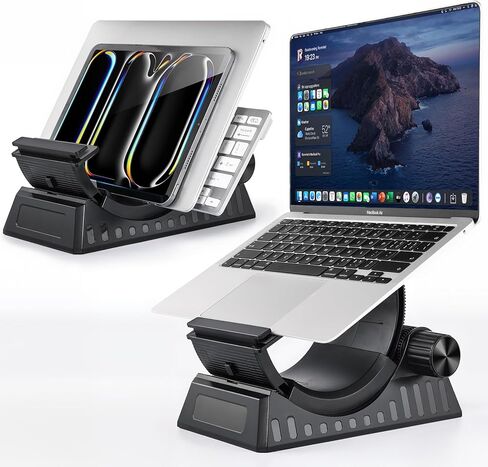 Laptop Stand for Desk, Height and Angle Adjustable, 2-in-1 Laptop Stand Vertical Laptop Stand with Innovative Half-Moon Shape, Heat Dissipation, Compatible with 13"-17.3" Laptops in Kuwait